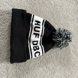 HUF Kids Black and White Pom Beanie